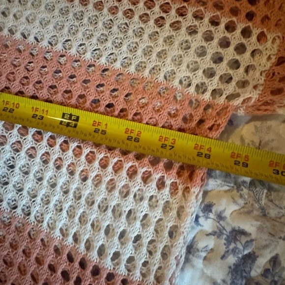 Striped Pink/peach and White Women's Sweater - Picture 3 of 3